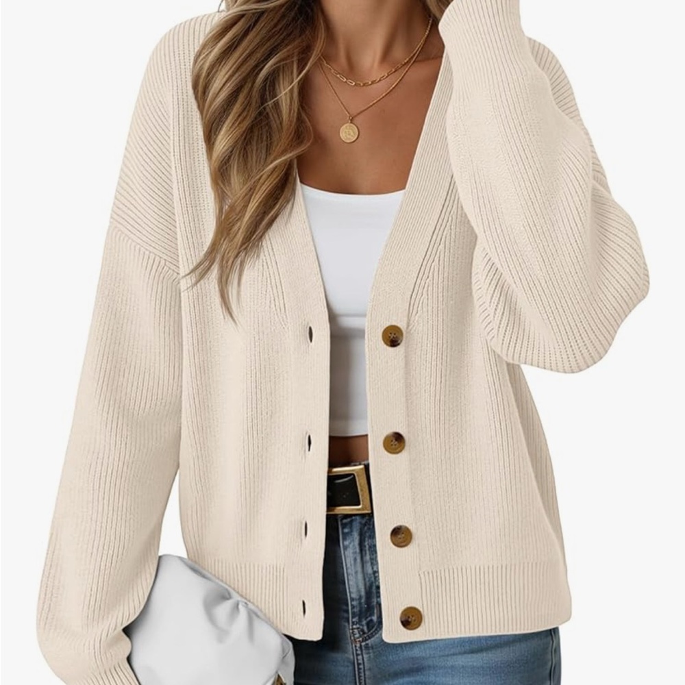 Chic Cream Button-Up Cardigan